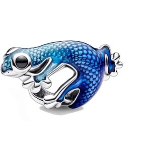 🎆Sterling Silver 925 Blue Tree Frog Wrap Around Bracelet Charm